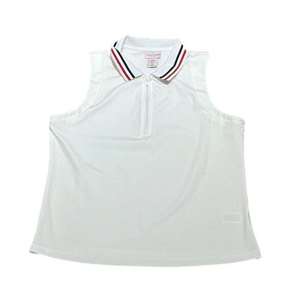 Tommy Bahama Active Wear White Sleeveless Quarter Zip Shirt, Size M - Picture 1 of 7